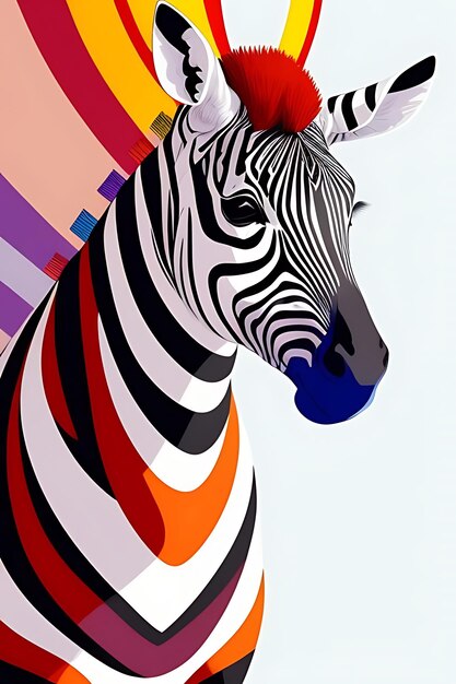 Photo a zebra is shown with a colorful background and the word zebra on it