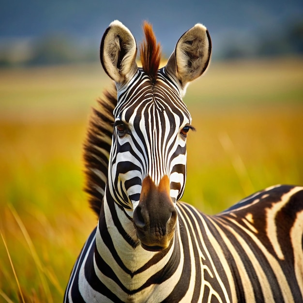 a zebra is standing in a field with the words zebra on it