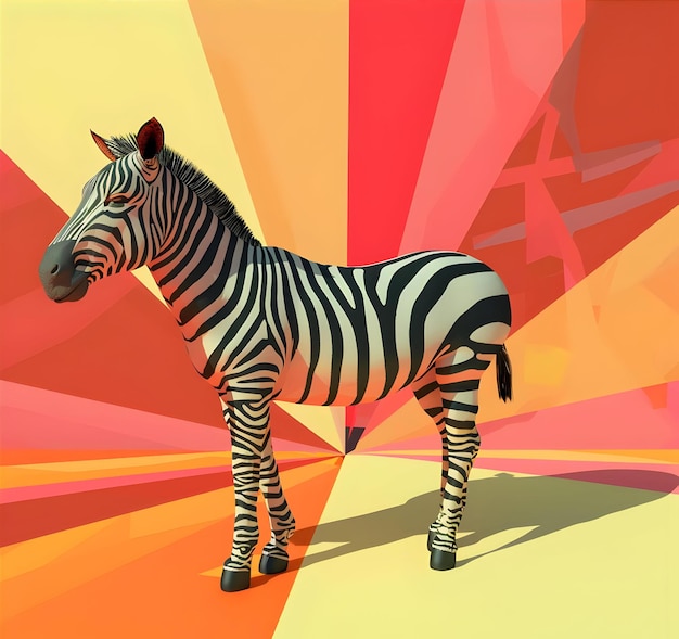 Photo a zebra is standing in front of a colorful background