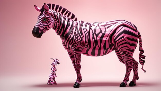 Photo a zebra is standing next to a pink background