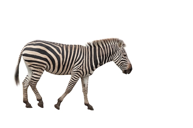 Zebra isolated on white background.