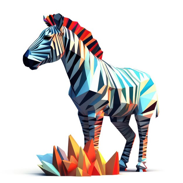 Photo a zebra made of geometric shapes is shown with a zebra on the bottom