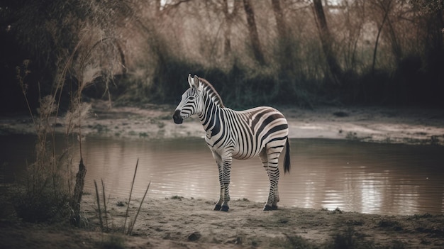 Zebra in natural background Illustration AI GenerativexA