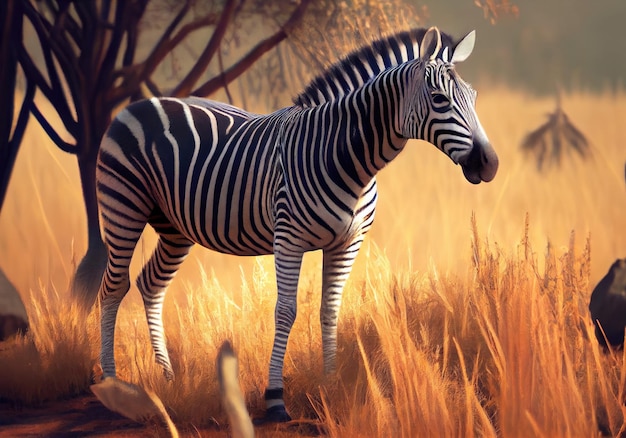 Zebra portrait Wild animal in nature Generative Ai Art