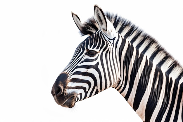 a zebra standing in the sun with a white background