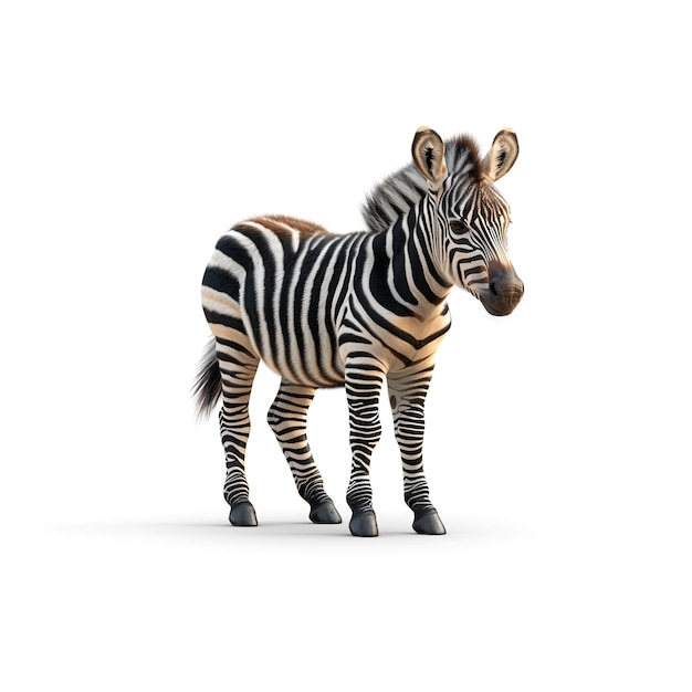 Zebra Standing on Top of White Floor Generative AI