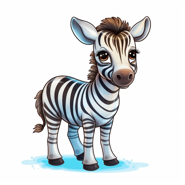 Zebra standing in the water with a white background generative ai