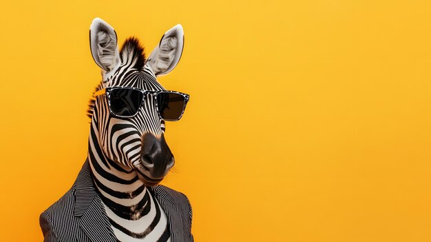 Photo zebra in suit and sunglasses for sophisticated animalthemed art