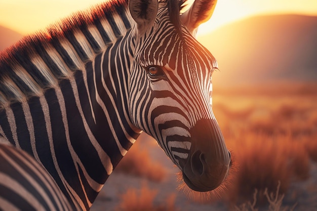 A zebra was captured in a macro shot ai generated