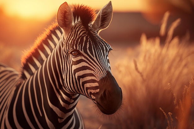 A zebra was captured in a macro shot ai generated