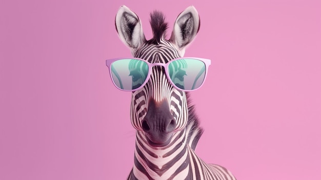 Zebra Wearing Sunglasses with Zebra Print Detail