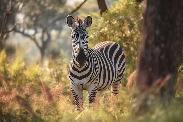 A zebra in the wild in south africa