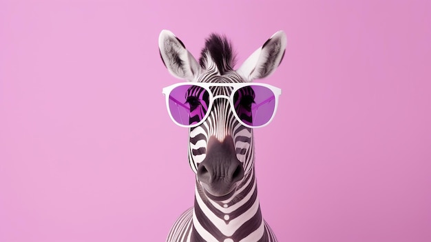 Zebra with Striped Shades Wild Fashion