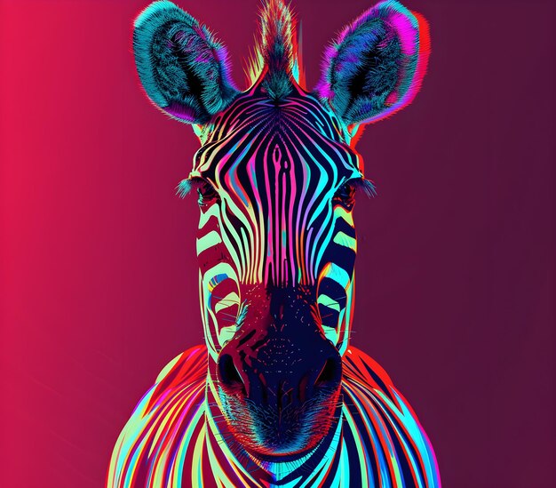 Photo a zebra with the stripes on its face is shown