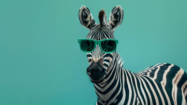 Photo the zebra with sunglasses