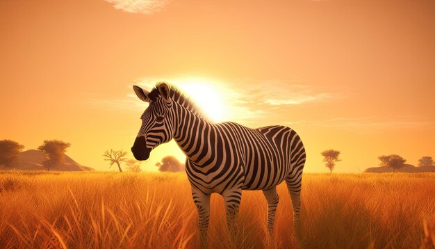 Zebras grazing on the plains their striped patterns creating a striking visual impact AI generated