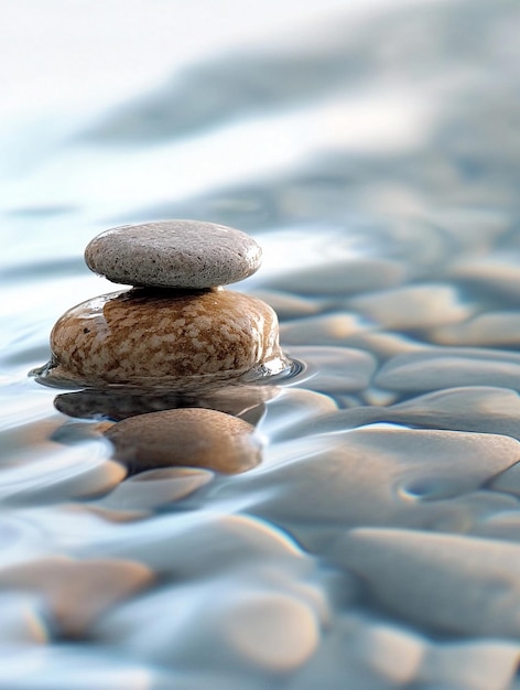 Photo zen balance tranquil stacked stones in serene water