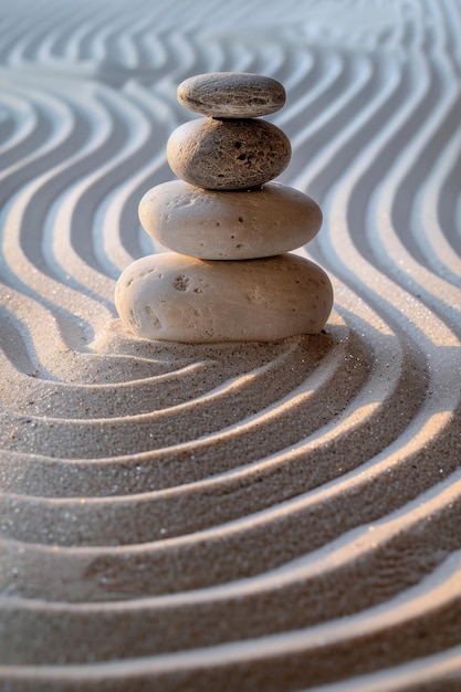 Zen Garden with Raked Sand Patterns