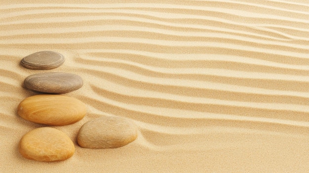 A Zen garden with smooth stones stacked gracefully surrounded by meticulously raked sand inviting mindfulness and emotional balance for relaxation