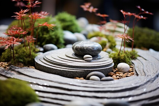 Photo a zen garden with stones and water high quality