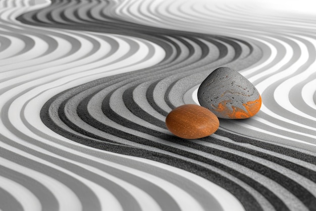 Photo zen garden with white and gray stones symbolizing harmony and balance