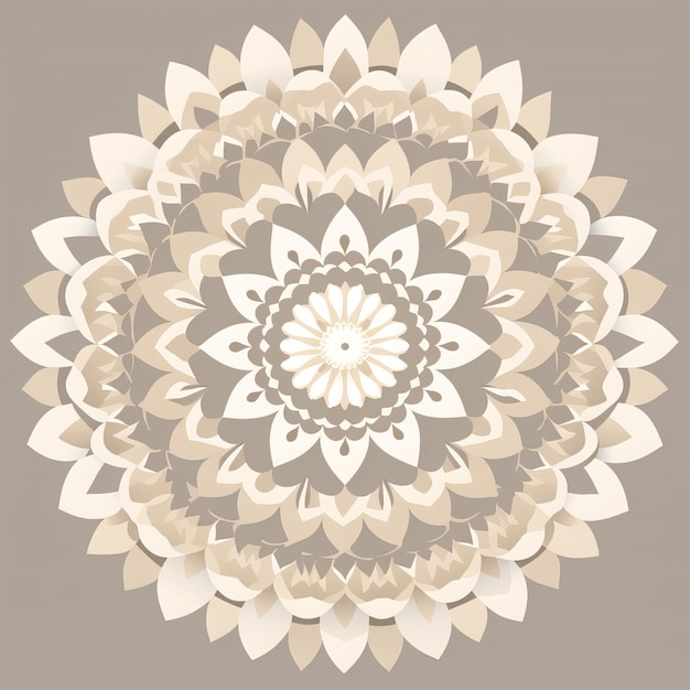 Zen Mandala in Neutral Colors like White Gray and Light Gray