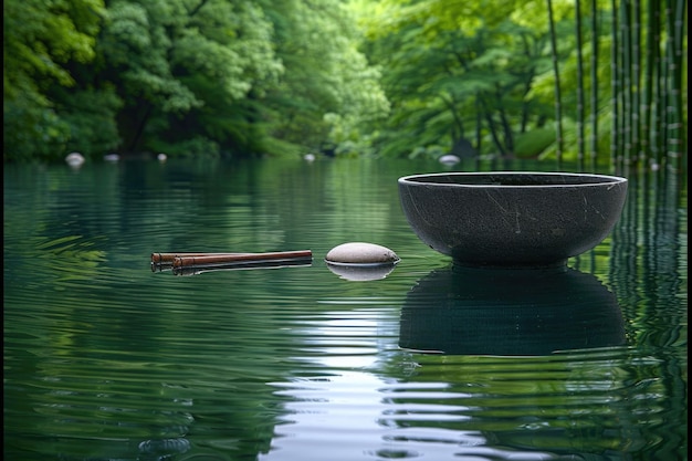 Zen stone and bamboo spa still life ambiance