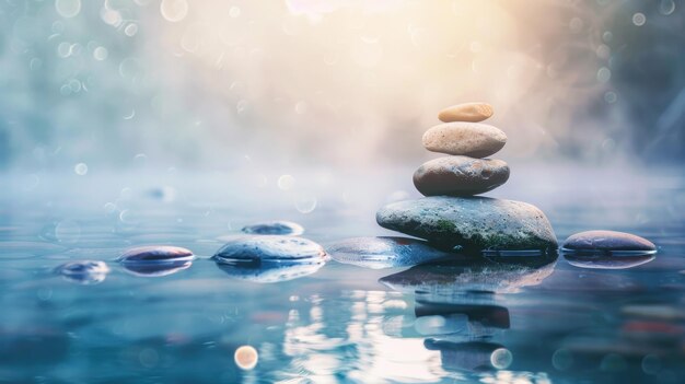 Zen Stones on Calm Water