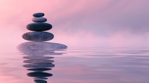 Zen Stones on a Calm Water