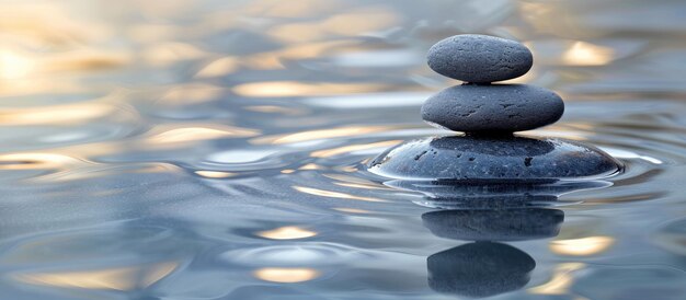 Photo zen stones floating on calm water