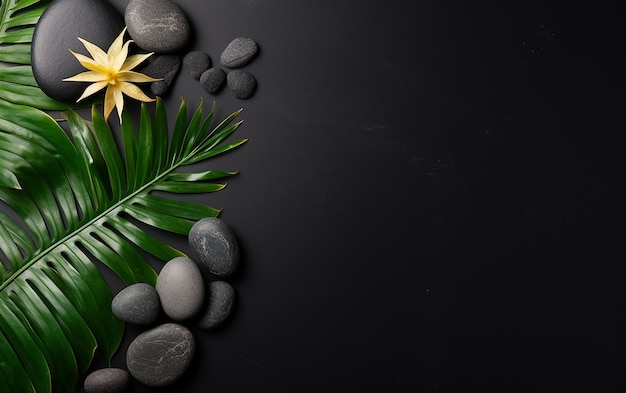 Zen Stones and Tropical Leaves