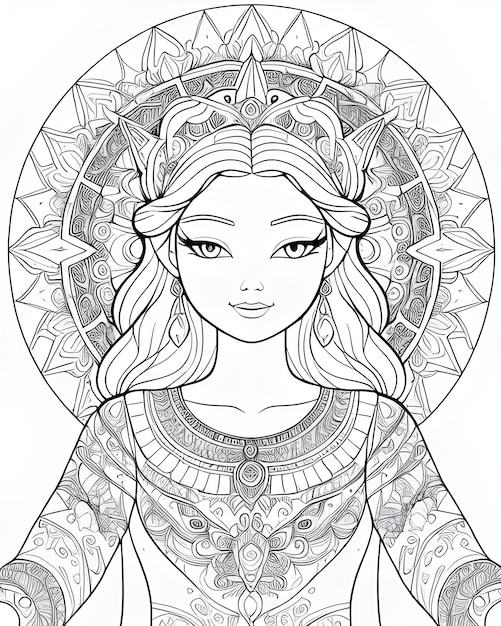 Zentangle beautiful girl Hand drawn illustration for adult coloring page