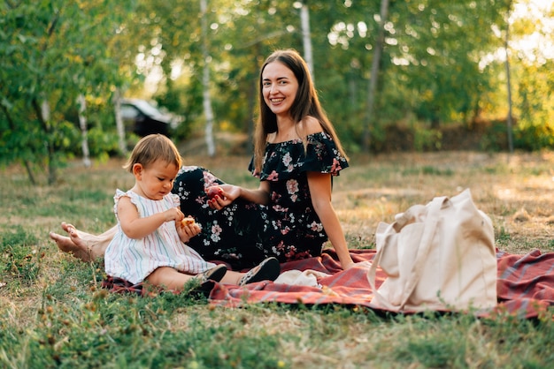 Zero waste summer picnic on the with peaches