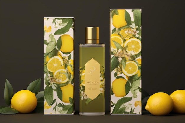 Zesty Cosmetic Packaging Mockup with Citrus Motifs