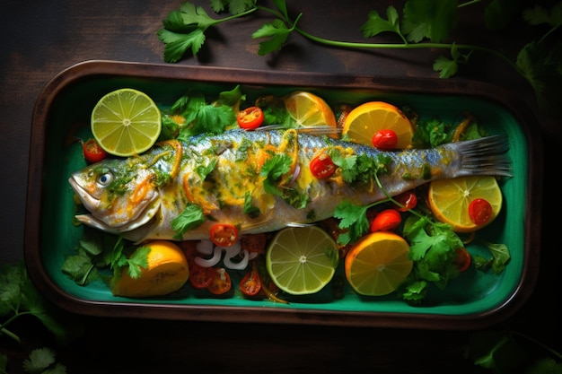 Photo zesty escovitch fish with lime and mint yummy escovitch fish food image photography