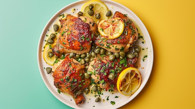 zesty lemon chicken with capers served on plate