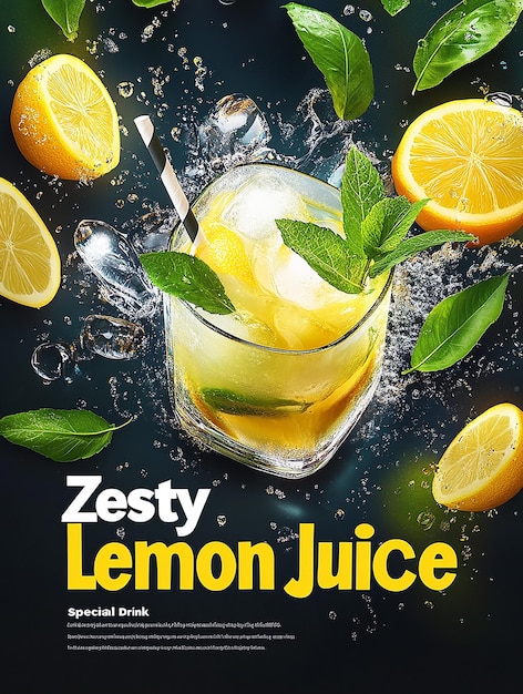 Photo zesty lemon juice special drink template