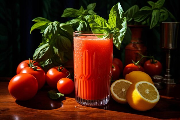 Zesty Tomato Quencher Tomato juice image photography