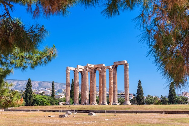 Zeus temple majestic Ancient Greek ruins in Athens Greece