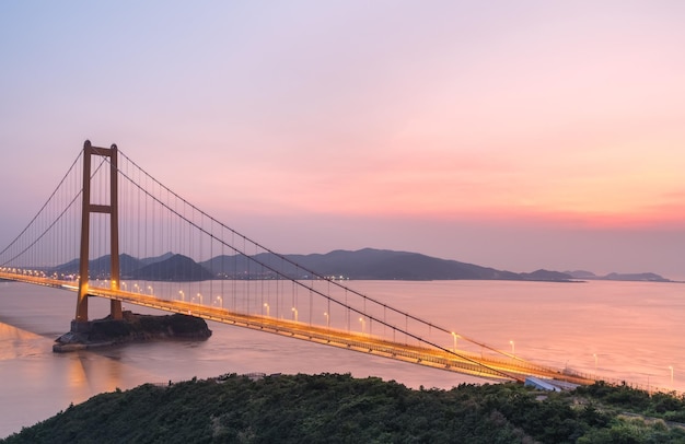 Zhoushan seacrossing bridge in nightfall