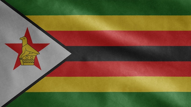 Zimbabwean flag waving in the wind