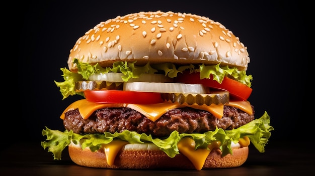 Zinger Burger on black isolated background