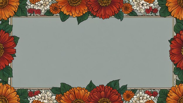 Photo zinnia floral frame border