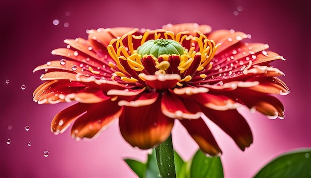 Photo zinnia flower with water drop