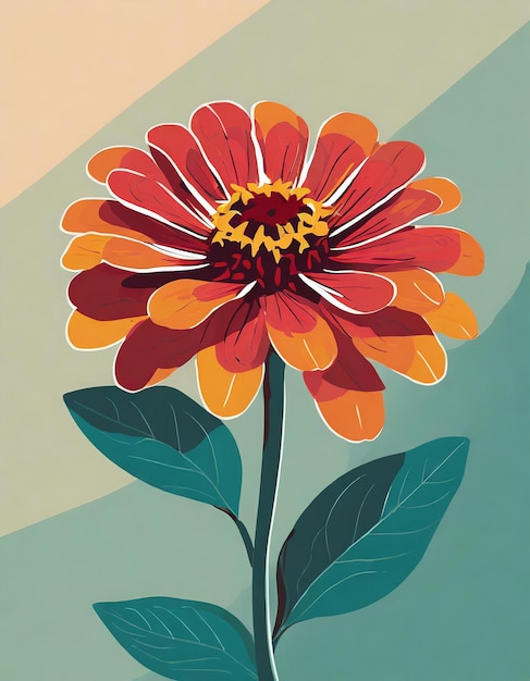 Zinnia flowers illustration