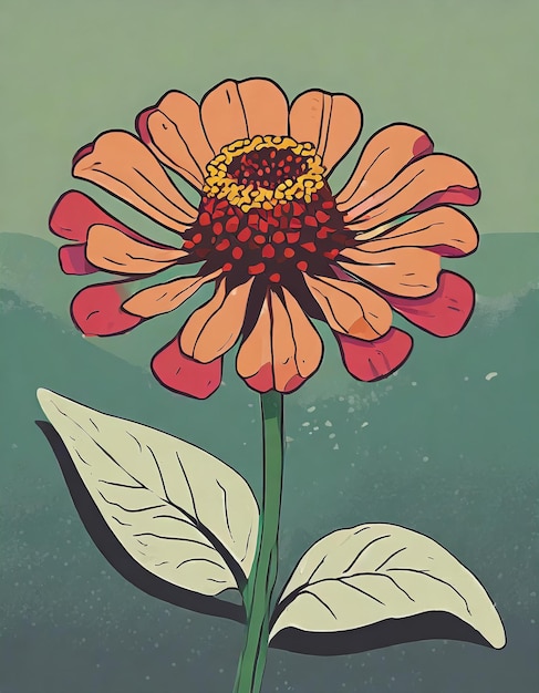 Zinnia flowers illustration