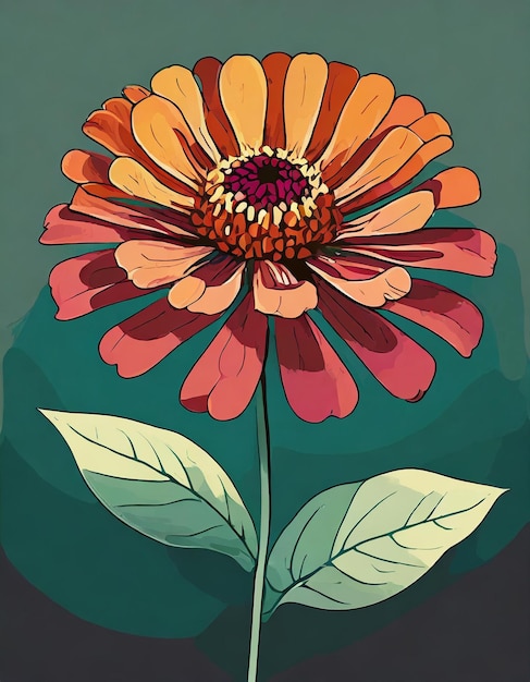 Zinnia flowers illustration