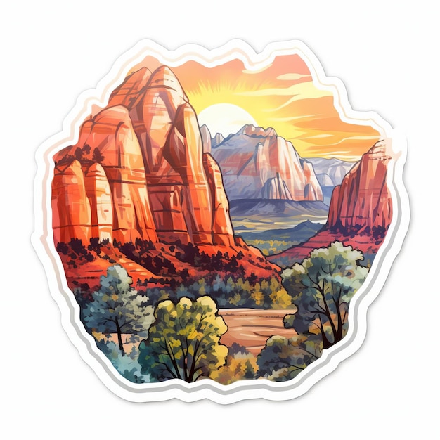 Zion National Park Buttes Majestic Watercolor Stickers