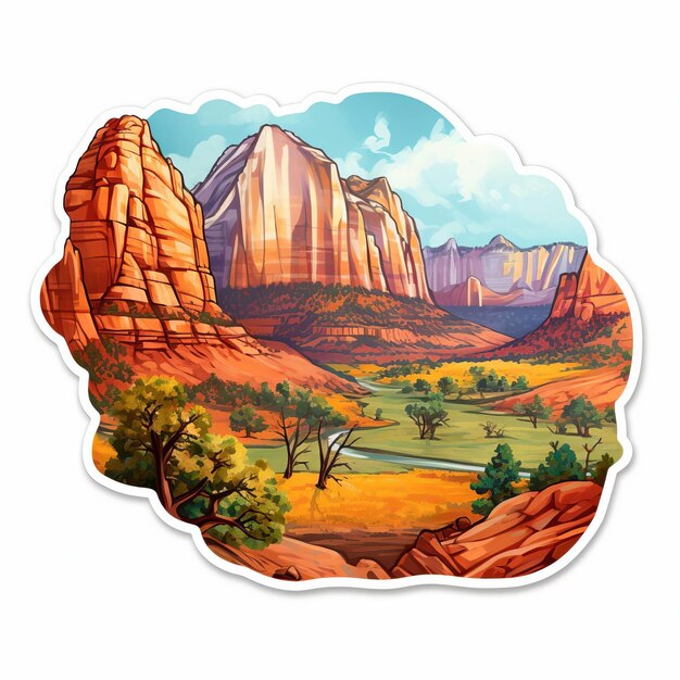 Zion National Park Buttes Vibrant Watercolor Stickers