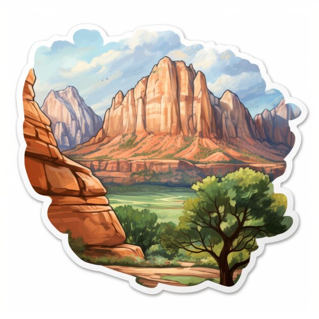 Photo zion national park plateau watercolor sticker no background